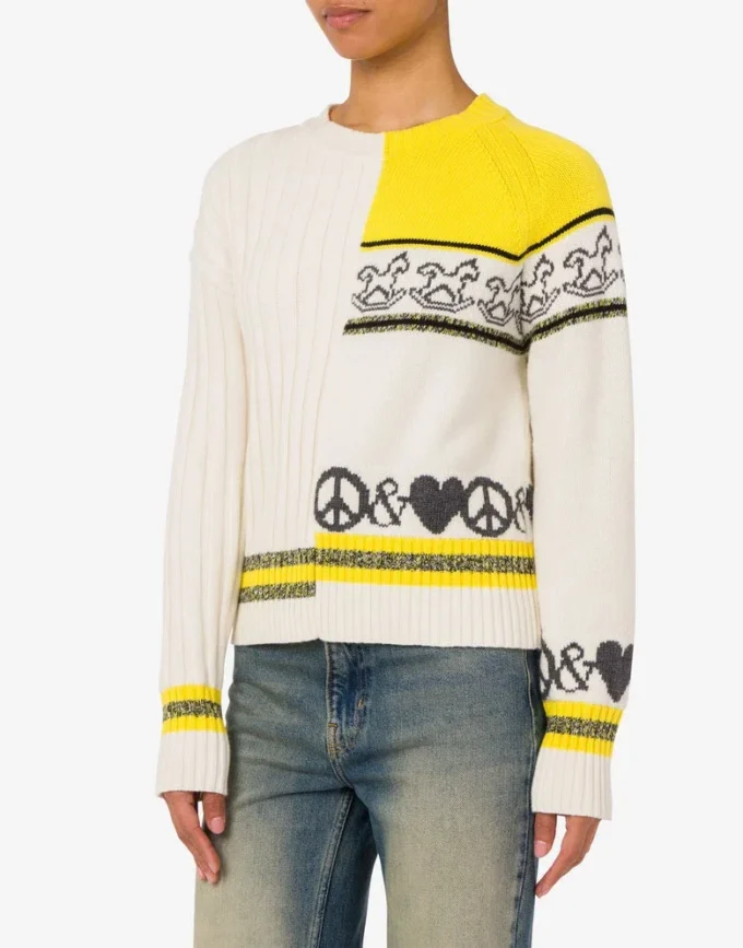 Sweter z mieszanki wełny intarsja Sweter z mieszanki wełny intarsja