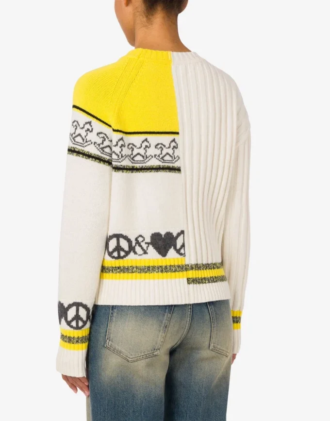 Sweter z mieszanki wełny intarsja Sweter z mieszanki wełny intarsja
