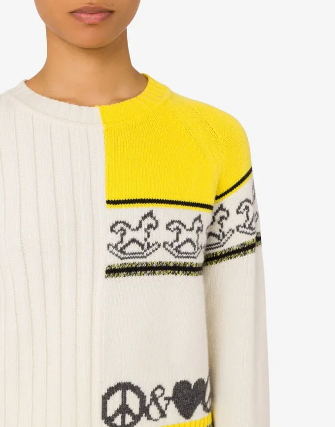 Sweter z mieszanki wełny intarsja Sweter z mieszanki wełny intarsja