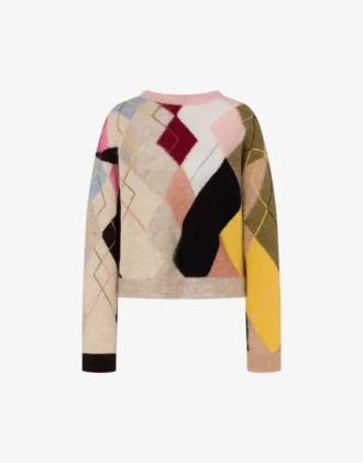 Sweter z moheru z wstawkami z gazy