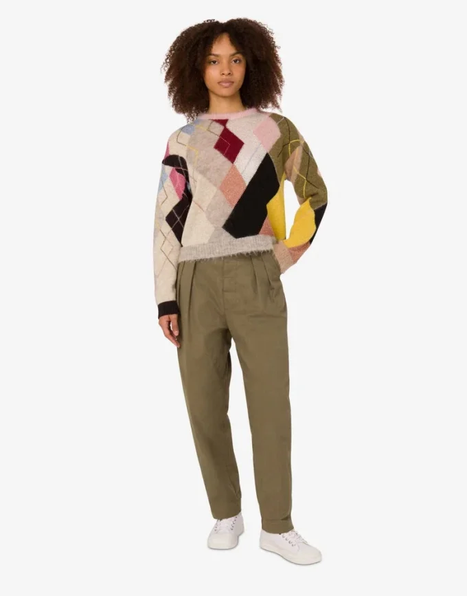 Sweter z moheru z wstawkami z gazy