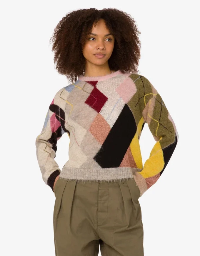Sweter z moheru z wstawkami z gazy