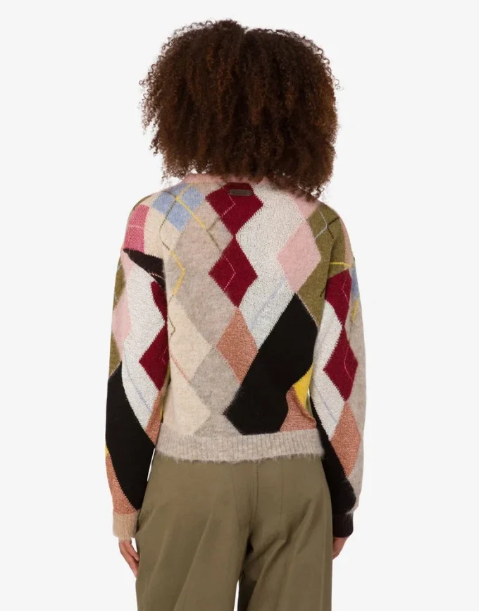 Sweter z moheru z wstawkami z gazy