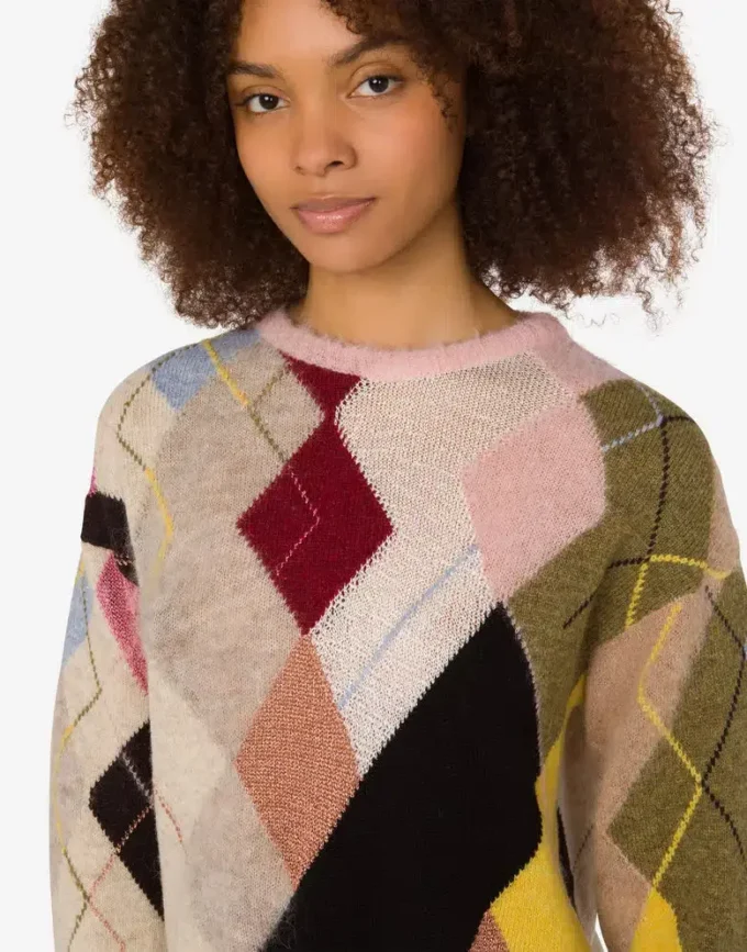 Sweter z moheru z wstawkami z gazy