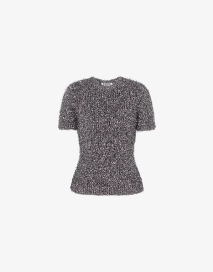 Sweter z tkaniny o metalicznym efekcie