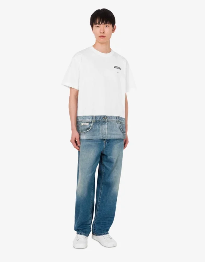 T-shirt z dzianiny z bawełny organicznej z nadrukiem T-shirt z dzianiny z bawełny organicznej z nadrukiem
