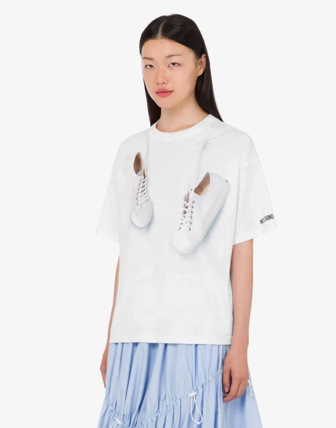 T-shirt z dzianiny z bawełny organicznej z nadrukiem T-shirt z dzianiny z bawełny organicznej z nadrukiem