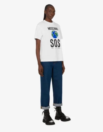 T-shirt z dzianiny z bawełny organicznej z nadrukiem