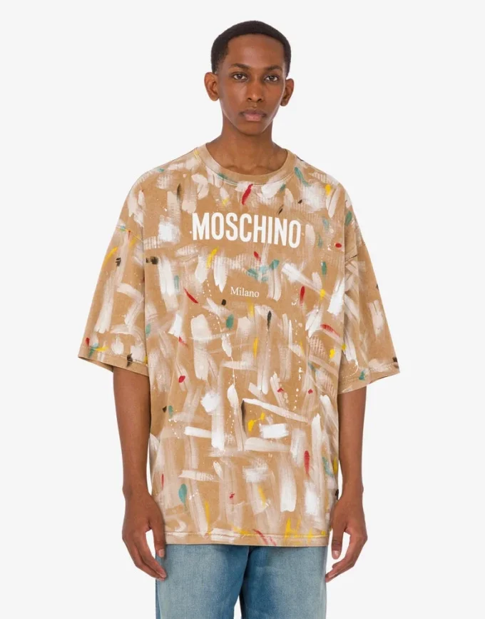 T-shirt z dzianiny z bawełny organicznej z nadrukiem T-shirt z dzianiny z bawełny organicznej z nadrukiem