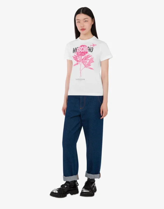 T-shirt z dzianiny z bawełny organicznej z nadrukiem
