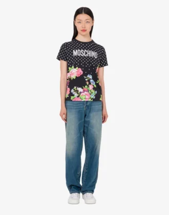 T-shirt z dzianiny z bawełny organicznej z nadrukiem