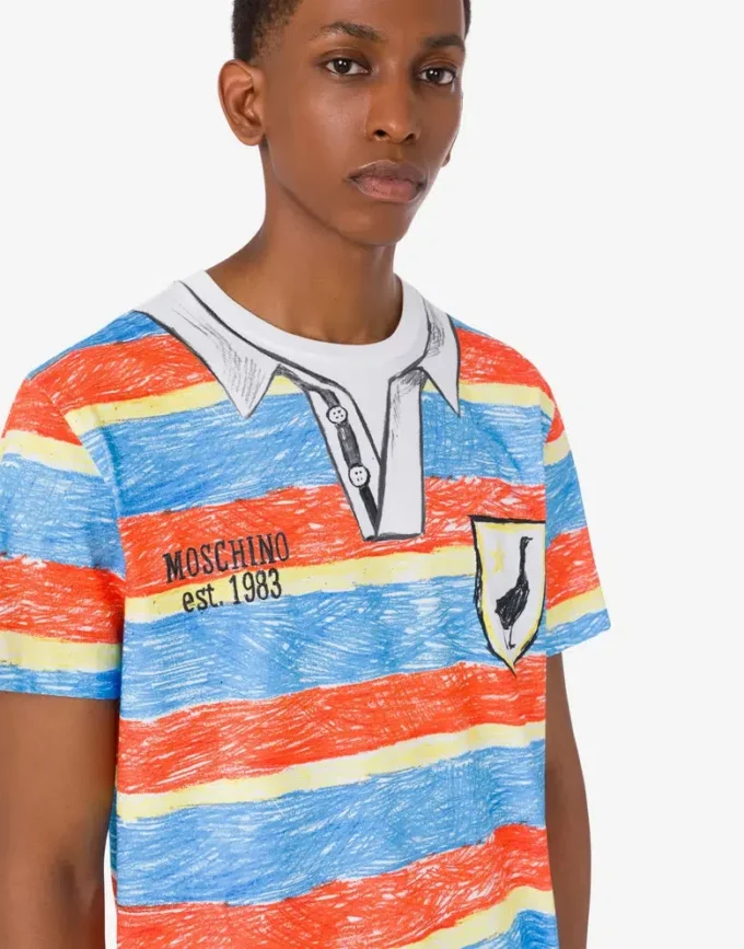 T-shirt z dzianiny z bawełny organicznej z nadrukiem T-shirt z dzianiny z bawełny organicznej z nadrukiem
