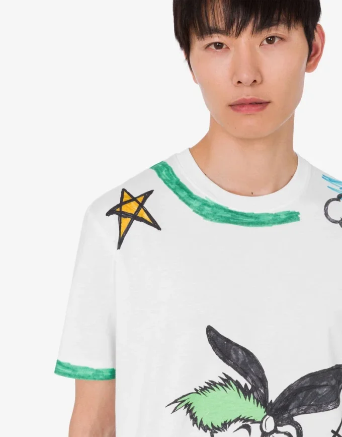 T-shirt z dzianiny z bawełny organicznej z nadrukiem