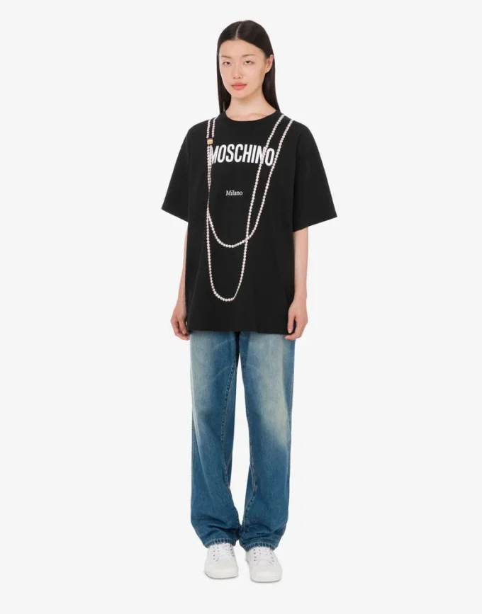 T-shirt z dzianiny z bawełny organicznej z nadrukiem