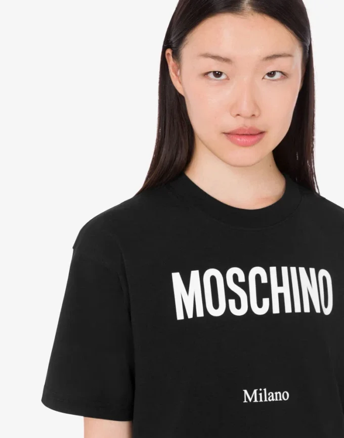 T-shirt z dzianiny z bawełny organicznej z nadrukiem