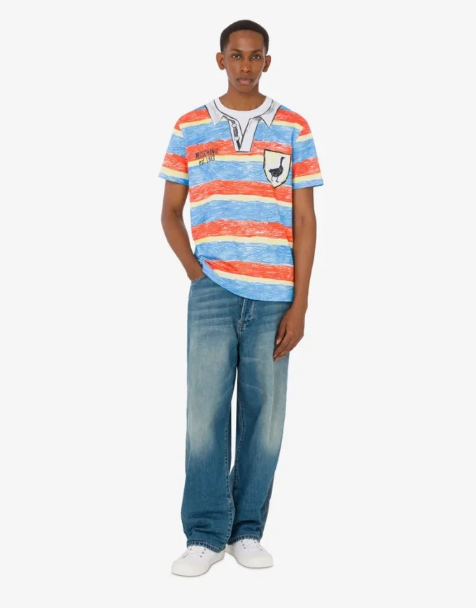 T-shirt z dzianiny z bawełny organicznej z nadrukiem T-shirt z dzianiny z bawełny organicznej z nadrukiem