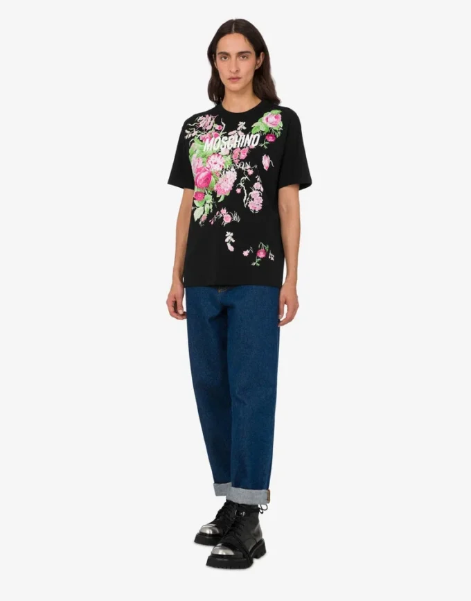 T-shirt z grubej bawełny z nadrukiem