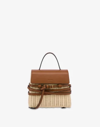 Torba Moschino Tie Me z rattanu Mała