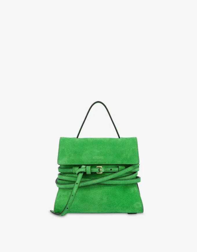 Torba Moschino Tie Me z zamszu, mała