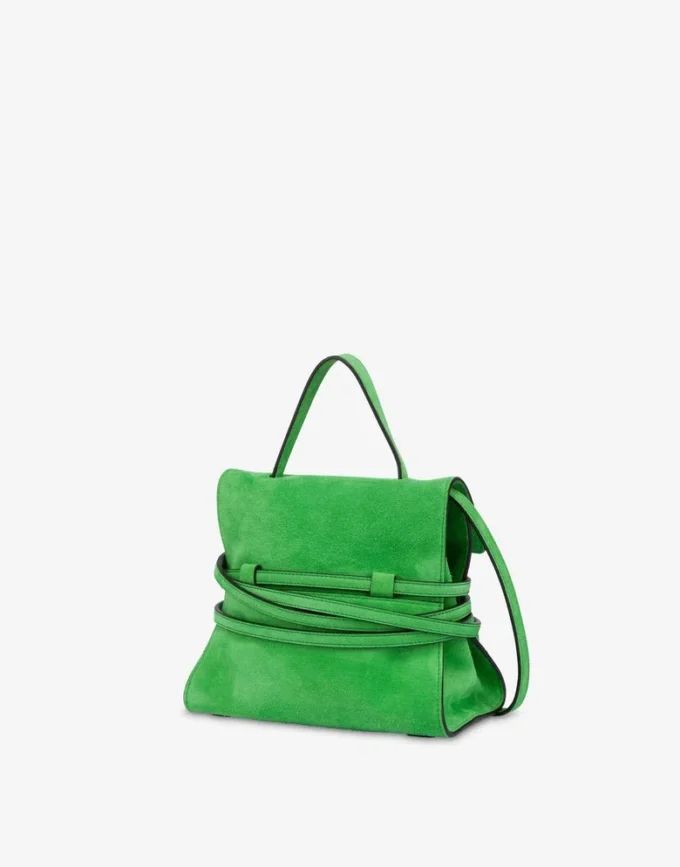 Torba Moschino Tie Me z zamszu, mała