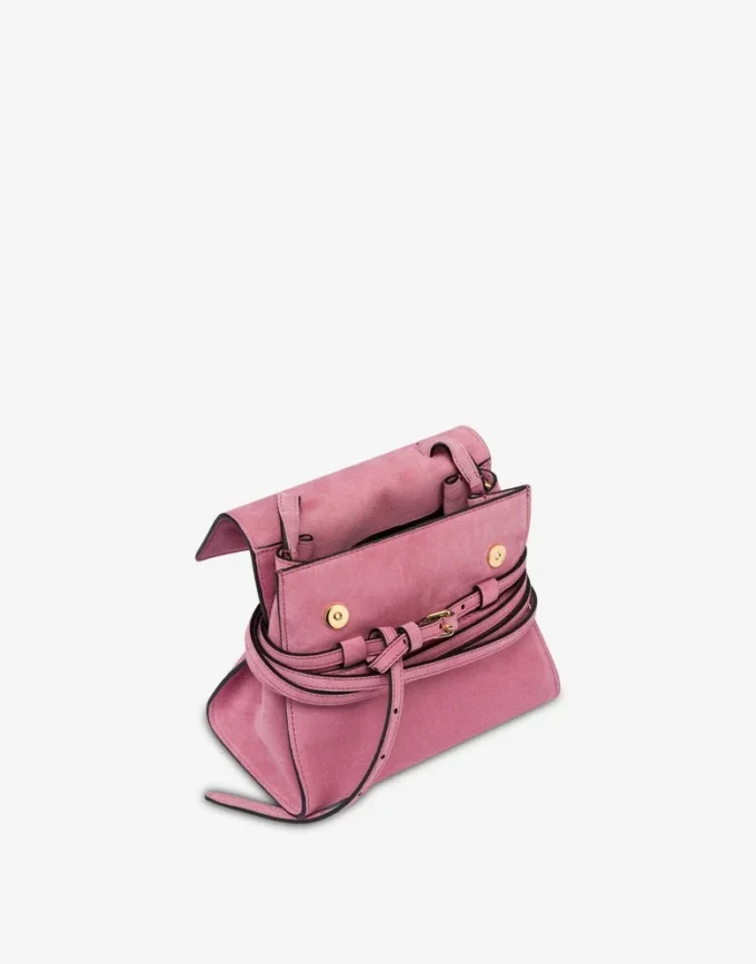 Torba Moschino Tie Me z zamszu, mała