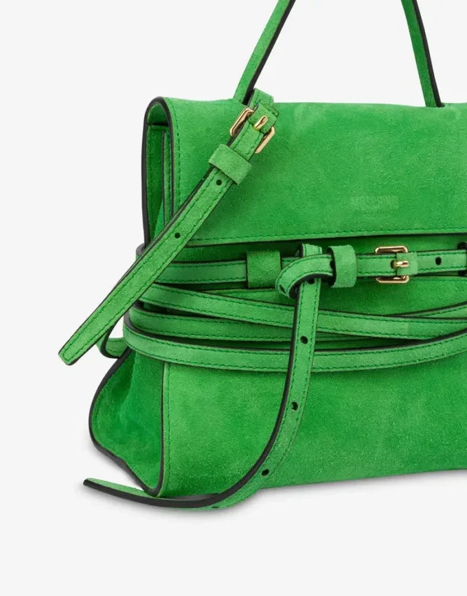 Torba Moschino Tie Me z zamszu, mała