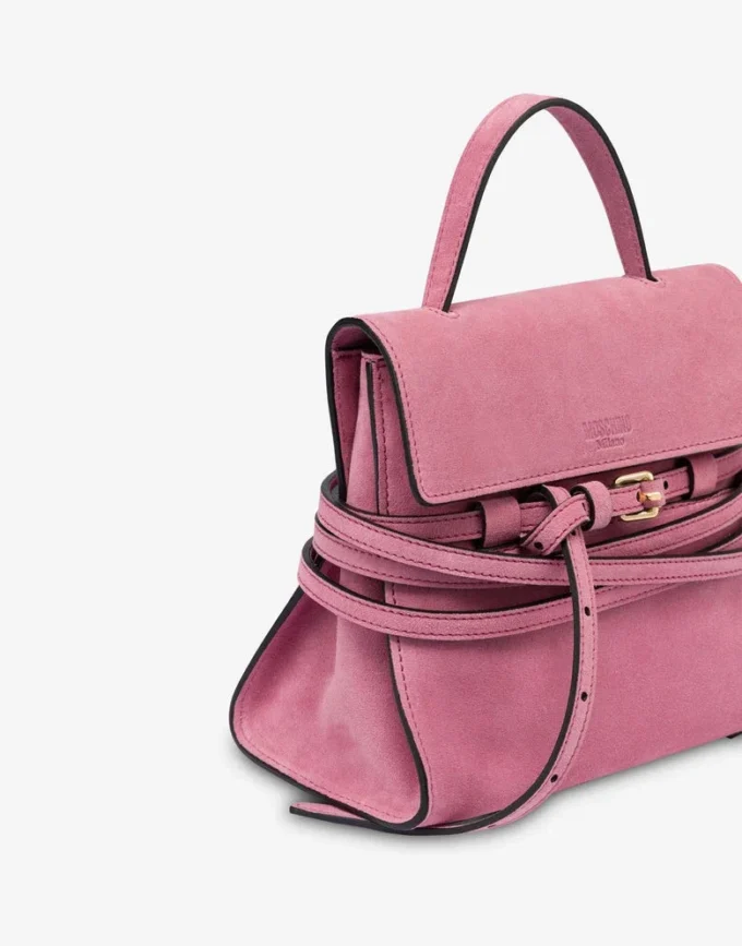 Torba Moschino Tie Me z zamszu, mała