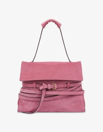 Torba Moschino Tie Me z zamszu, średnia