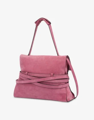Torba Moschino Tie Me z zamszu, średnia